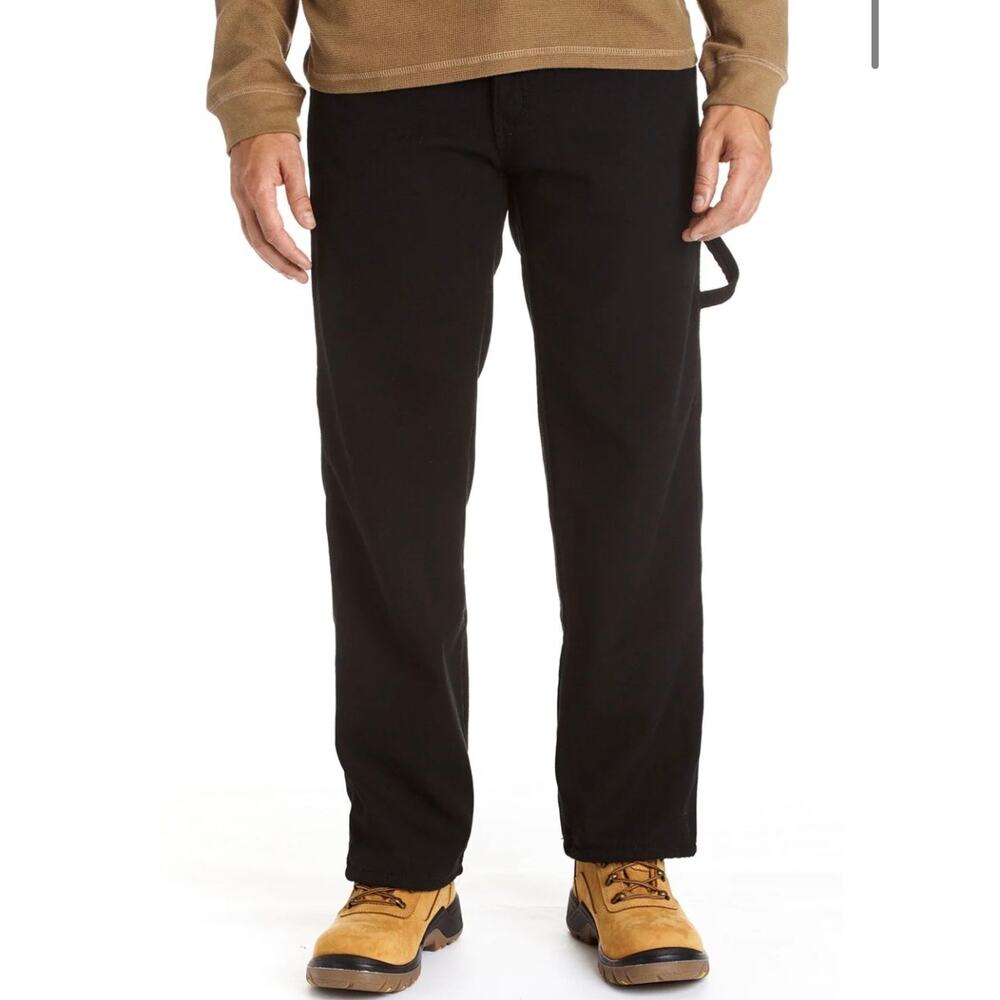 Stanley Fleece Lined Black Canvas Carpenter/Cargo Pants 40x30 NWT